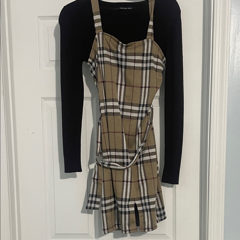 Chic Plaid Long Sleeve Dress